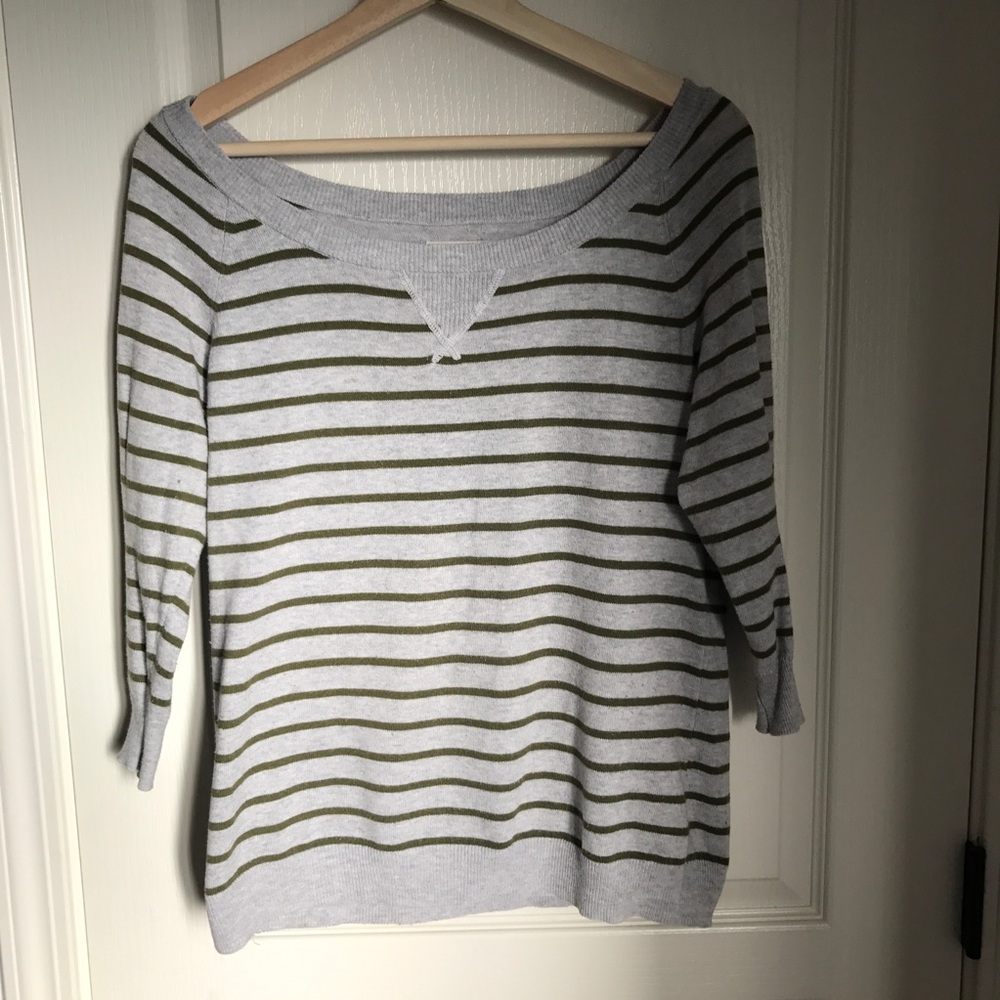 Old Navy Striped Sweater Gray & Green